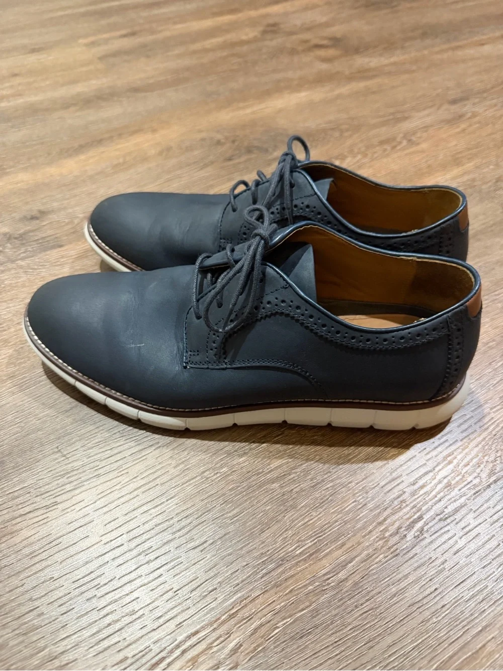 Johnston & Murphy Men’s 9M Navy Leather Plain Toe Oxford Casual Shoes